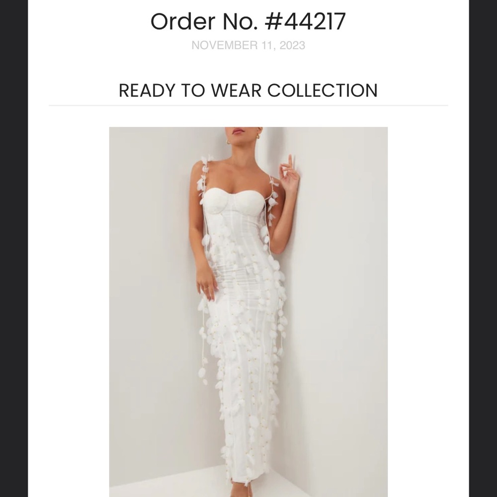 WHITE CORSET PETAL LINEN MAXI DRESS